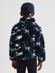 Reiss Blue Camo Freddie Senior Zip-Front Camouflage Jumper - Image 5 of 7