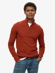 Superdry Brown Merino Quarter Zip Jumper - Image 1 of 7