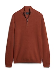 Superdry Brown Merino Quarter Zip Jumper - Image 5 of 7