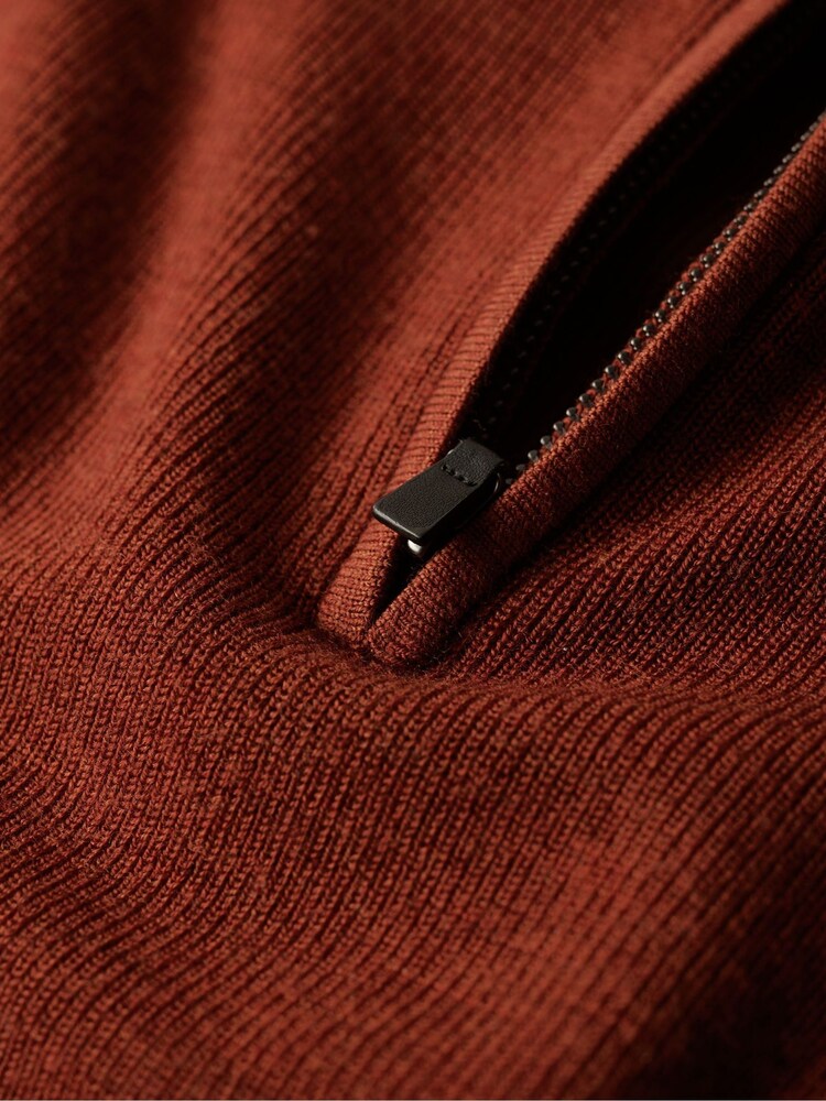 Superdry Brown Merino Quarter Zip Jumper - Image 7 of 7