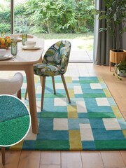 Green/Teal Blue Frida Colourblock Rug - Image 1 of 1