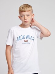 Jack Wills White Flag Drop Shoulder T-Shirt - Image 1 of 6
