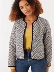 FatFace Artisan Geo Quilted Black Jacket - Image 1 of 4