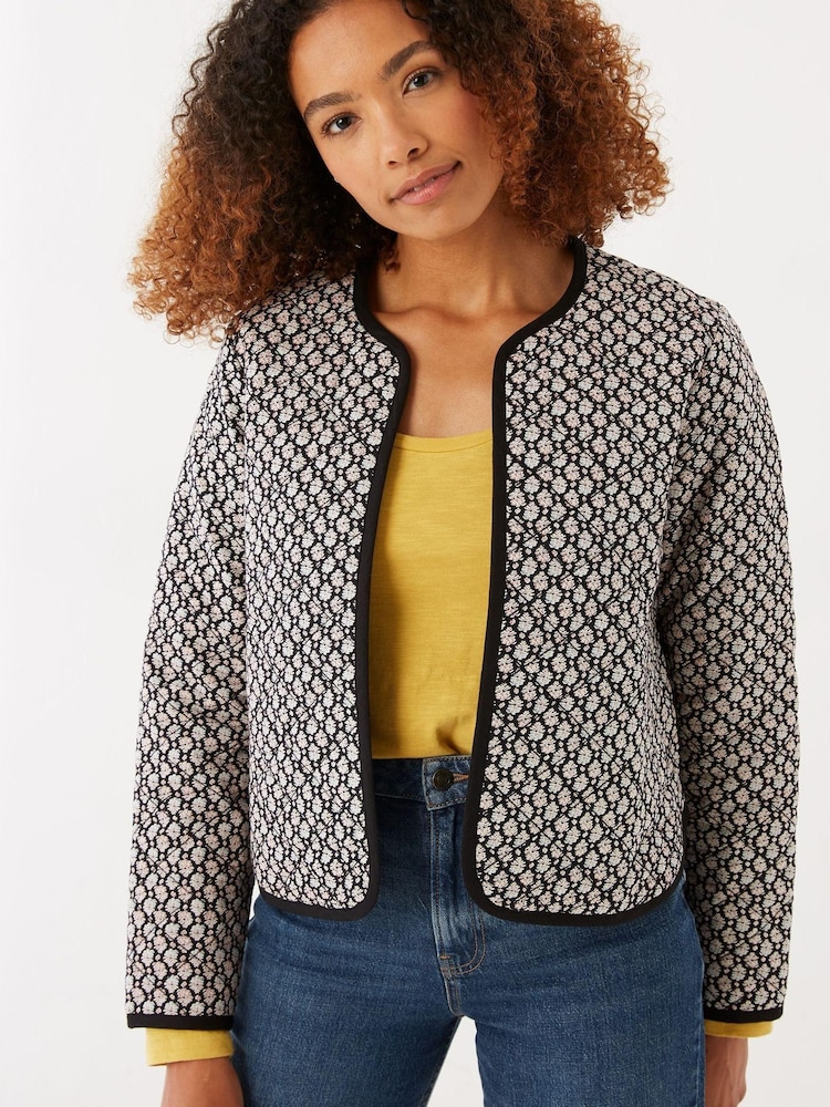 FatFace Artisan Geo Quilted Black Jacket - Image 1 of 4