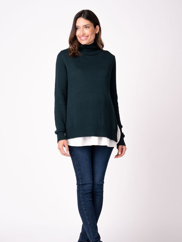 Seraphine Strickpullover mit Unterhemd (Umstandsmode), Grün - Bild 1 von 4 Seraphine Strickpullover mit Unterhemd (Umstandsmode), Grün - Bild 1 von 4