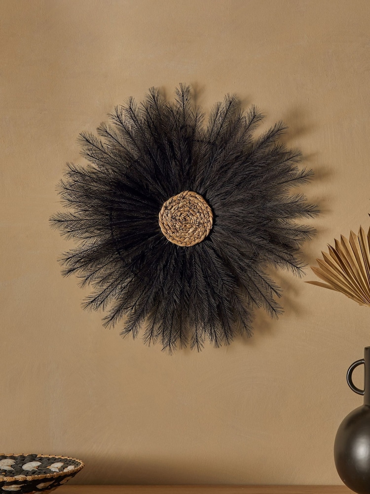 Black Pampas Grass Wheel Wall Art - Image 1 of 6 Black Pampas Grass Wheel Wall Art - Image 1 of 6