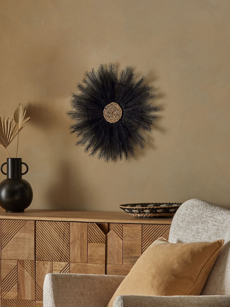 Black Pampas Grass Wheel Wall Art - Image 2 of 6