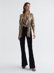 Reiss Gold Blair Metallic Blouse - Image 3 of 7