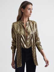 Reiss Gold Blair Metallic Blouse - Image 7 of 7