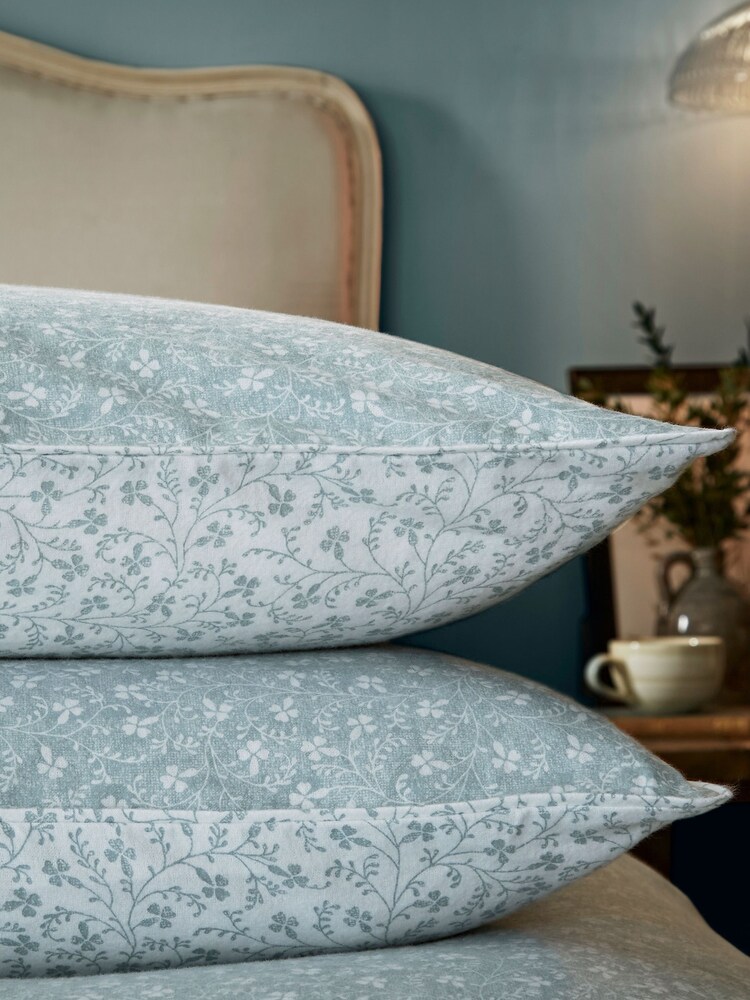 Laura Ashley Set of 2 Pale Seaspray Brushed Campion 100% Cotton Pillowcase - Image 2 of 6