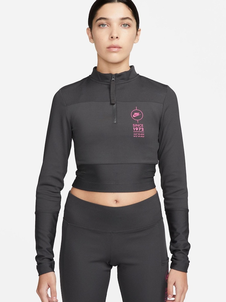 Nike Navy Sports Utility Long Sleeve Ribbed Top - Image 1 of 5