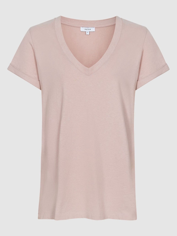 Reiss Luana Jersey-T-Shirt aus Baumwolle mit V-Ausschnitt - Bild 2 von 6 Reiss Luana Jersey-T-Shirt aus Baumwolle mit V-Ausschnitt - Bild 2 von 6