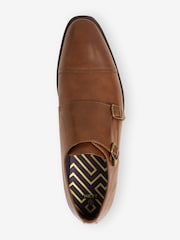 Tan Brown Double Monk Toe Cap Shoes - Image 3 of 4