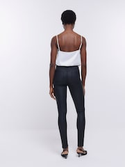 River Island Black High Rise Coated Skinny Jeans - Image 2 of 6