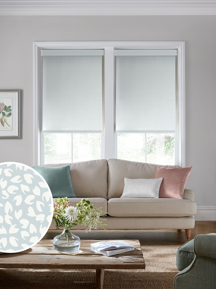 Laura Ashley Pale Seaspray Blue Sycamore Made To Measure Roller Blind - Image 1 of 6
