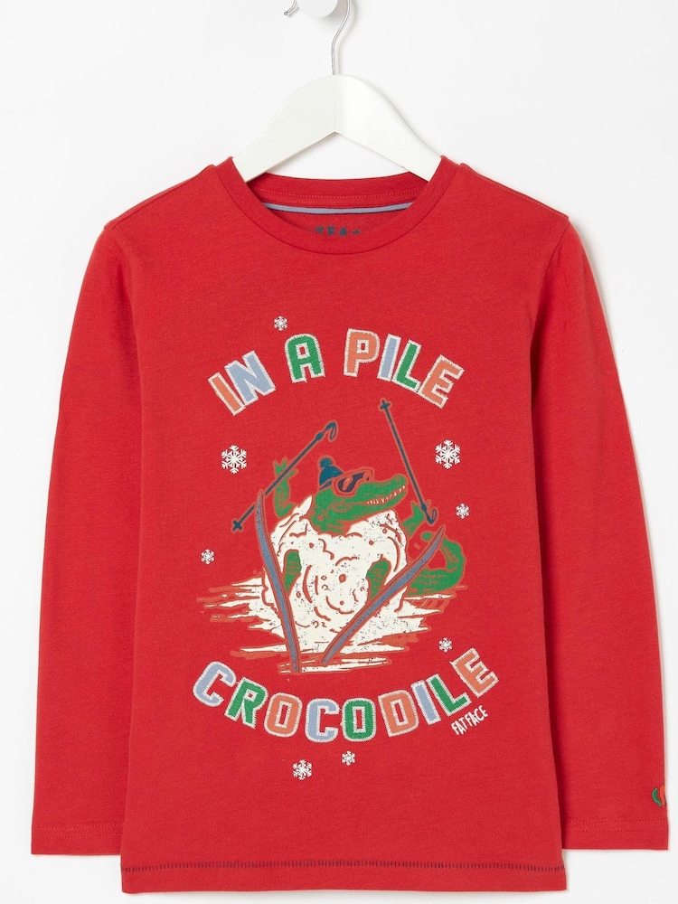 FatFace Red In A Pile Crocodile T-Shirt - Image 1 of 1