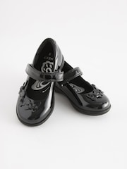 Black Patent Standard Fit (F) School Junior Butterfly Mary Jane Shoes - Image 1 of 8