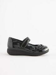 Black Patent Standard Fit (F) School Junior Butterfly Mary Jane Shoes - Image 2 of 8