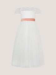 Monsoon Cream Velvet Bow Bridesmaid Dress - Image 2 of 3