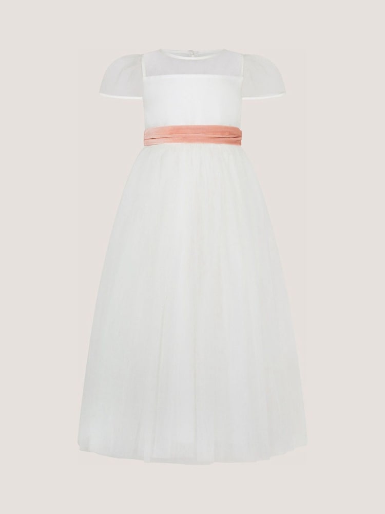 Monsoon Cream Velvet Bow Bridesmaid Dress - Image 2 of 3 Monsoon Cream Velvet Bow Bridesmaid Dress - Image 2 of 3