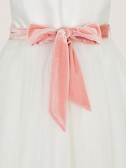 Monsoon Cream Velvet Bow Bridesmaid Dress - Image 3 of 3