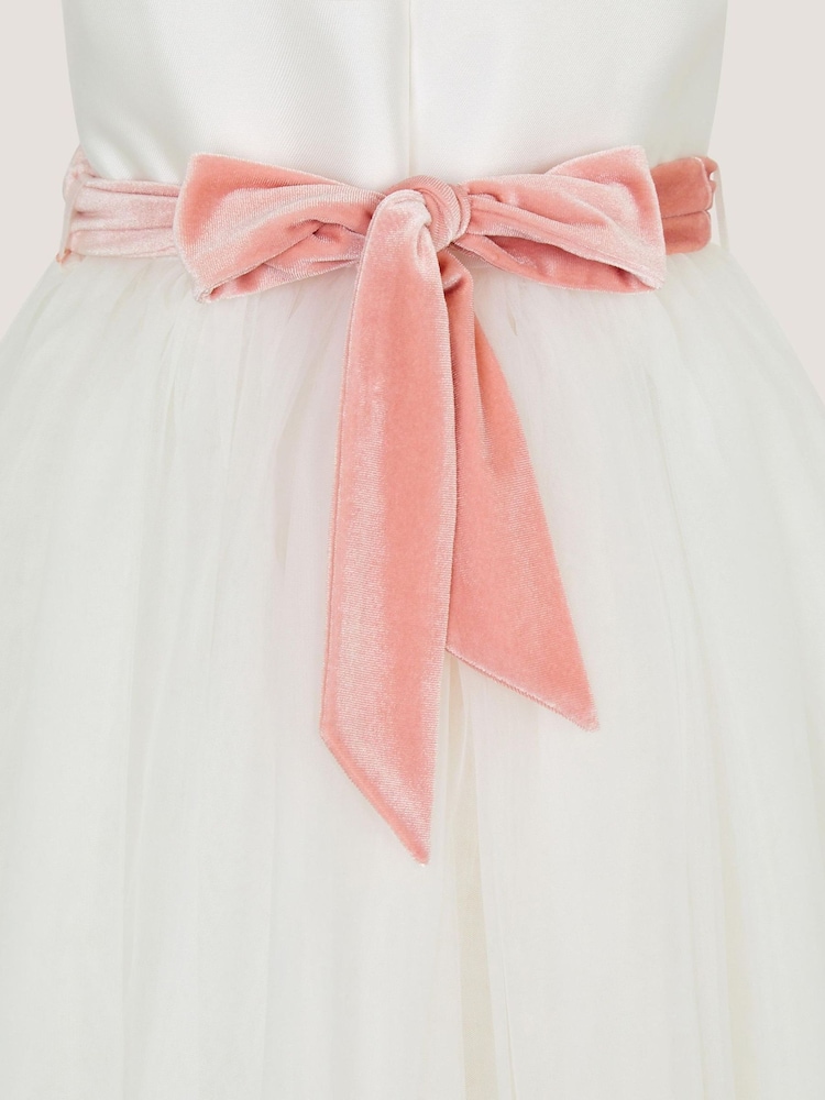 Monsoon Cream Velvet Bow Bridesmaid Dress - Image 3 of 3 Monsoon Cream Velvet Bow Bridesmaid Dress - Image 3 of 3