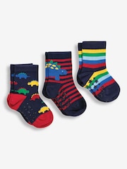 JoJo Maman Bébé Navy 3-Pack Dino Socks - Image 1 of 1