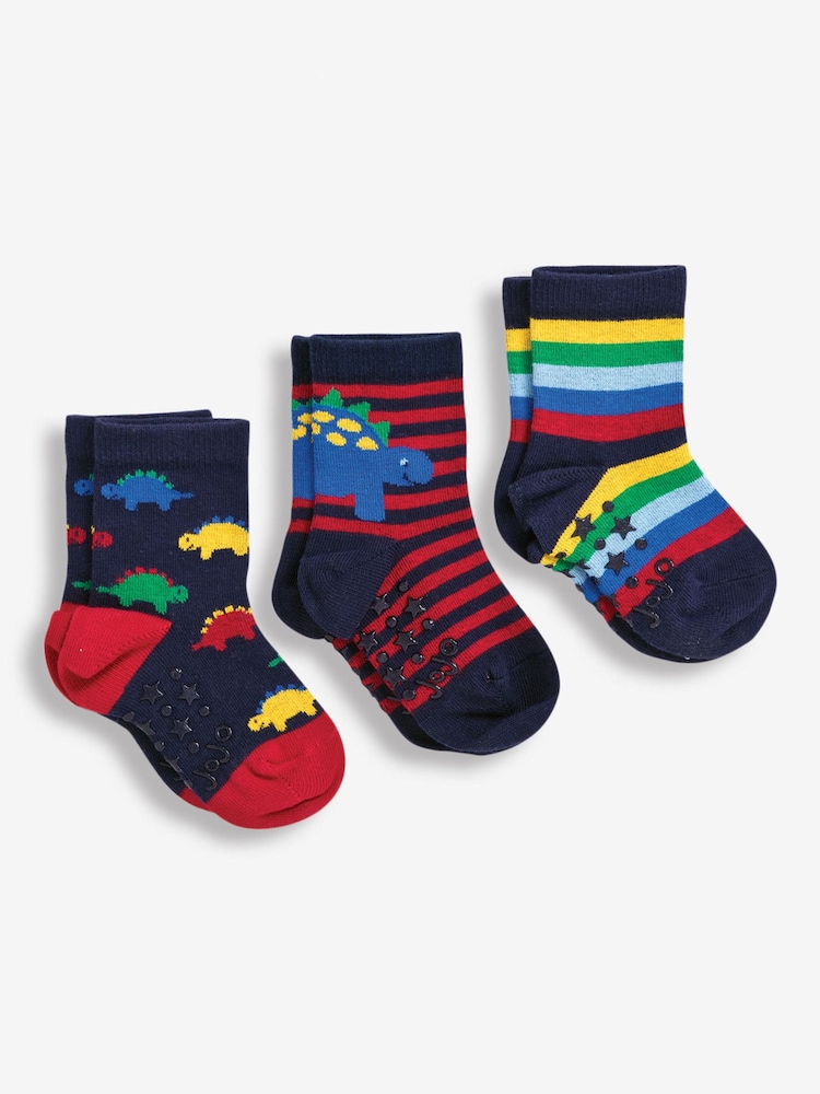 JoJo Maman Bébé Navy 3-Pack Dino Socks - Image 1 of 1