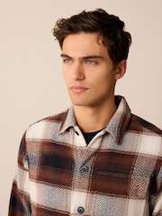 Rust Brown Check Shacket With Wool - Image 3 of 7