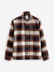 Rust Brown Check Shacket With Wool - Image 4 of 7