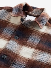 Rust Brown Check Shacket With Wool - Image 6 of 7
