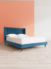 Swoon Easy Velvet Petrol Blue Kipling Bed - Image 1 of 7