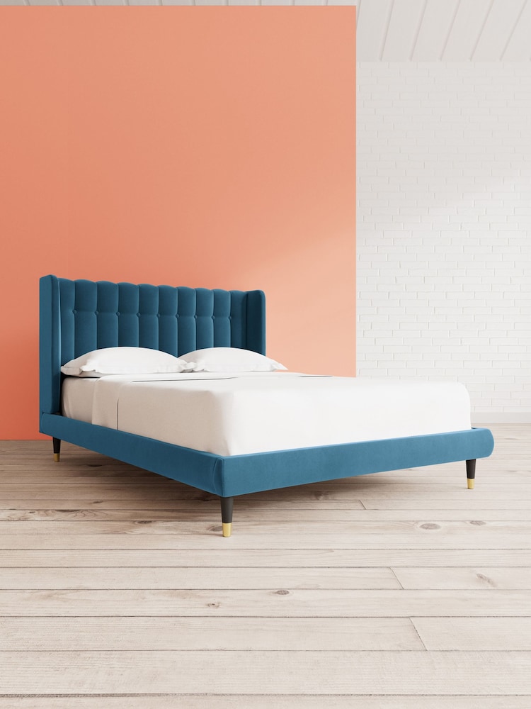 Swoon Easy Velvet Petrol Blue Kipling Bed - Image 1 of 7