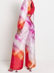 River Island Petite Pink Light Ring Detail Cutout Jumpsuit - Image 2 of 4