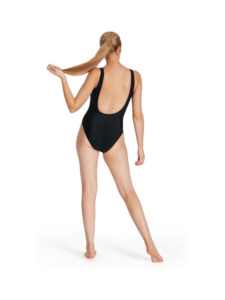 Speedo Logo Deep U-Back Black Swimsuit - Image 7 of 9