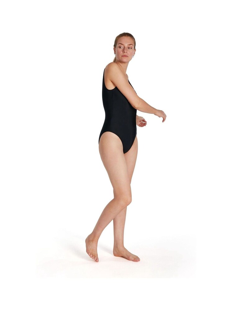 Speedo Logo Deep U-Back Black Swimsuit - Image 8 of 9