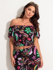 Pour Moi Black Crinkle Viscose Shorts - Image 1 of 5