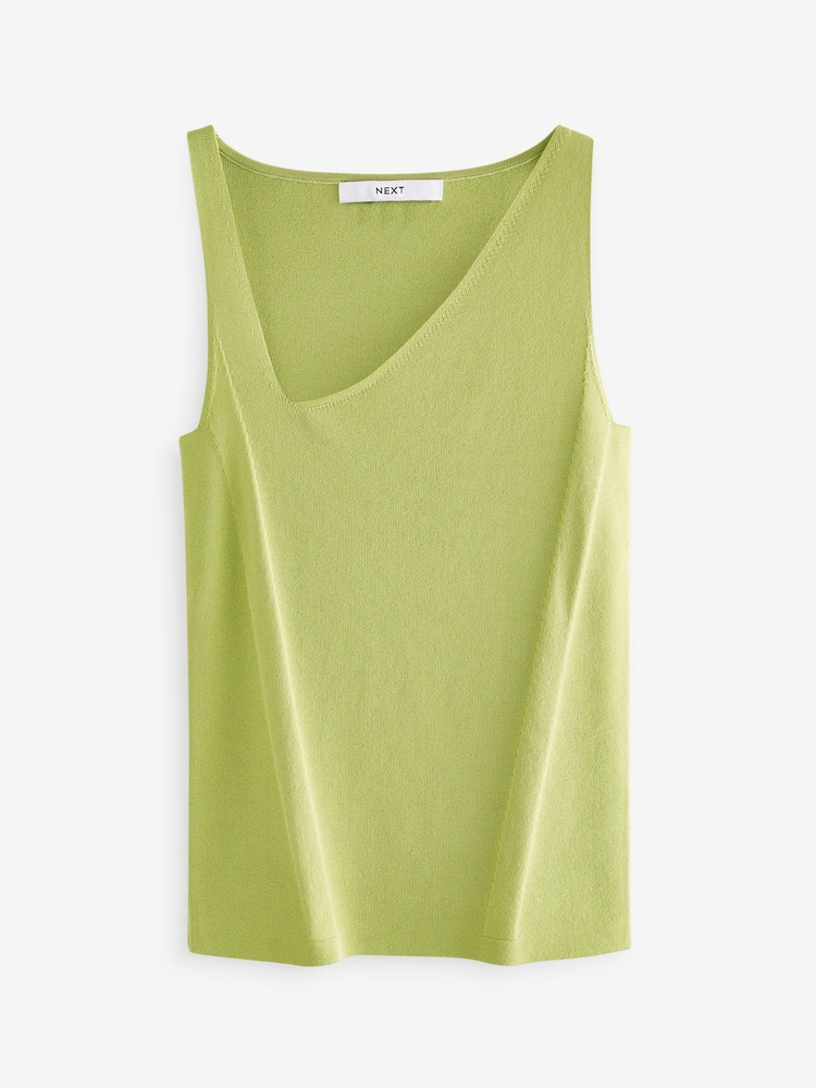 Lime Green Asymmetric Neck Knit Vest - Image 5 of 5