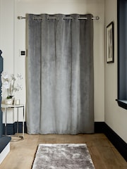 Charcoal Grey Matte Velvet Super Thermal Eyelet Door Curtain - Image 2 of 4