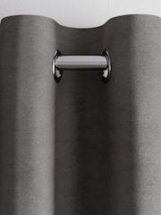 Charcoal Grey Matte Velvet Super Thermal Eyelet Door Curtain - Image 3 of 4