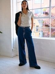 Neutral and Navy Stripe Polo Shirt - Image 3 of 6