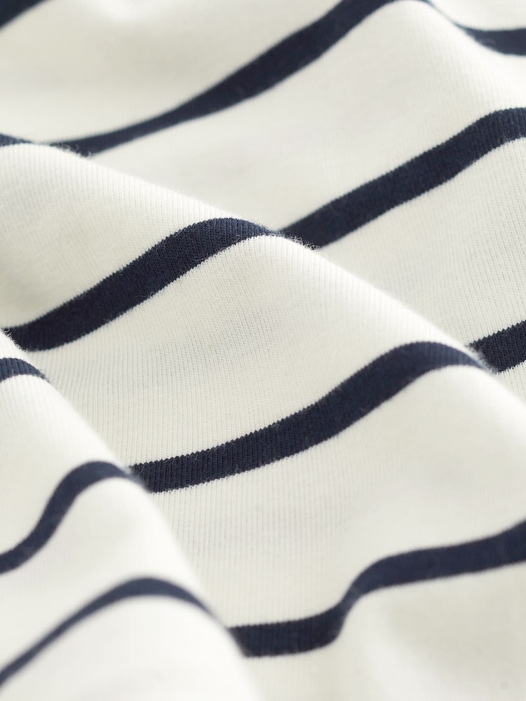 Neutral and Navy Stripe Polo Shirt - Image 6 of 6