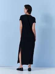 Black Short Sleeve Maxi T-Shirt Dress - Image 2 of 6