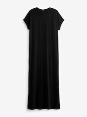 Black Short Sleeve Maxi T-Shirt Dress - Image 5 of 6