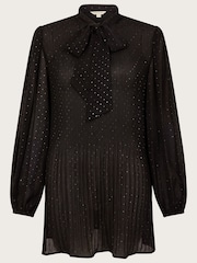 Monsoon Polly Glitter Pleated Black Blouse - Image 4 of 4