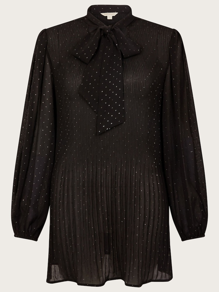 Monsoon Polly Glitter Pleated Black Blouse - Image 4 of 4 Monsoon Polly Glitter Pleated Black Blouse - Image 4 of 4
