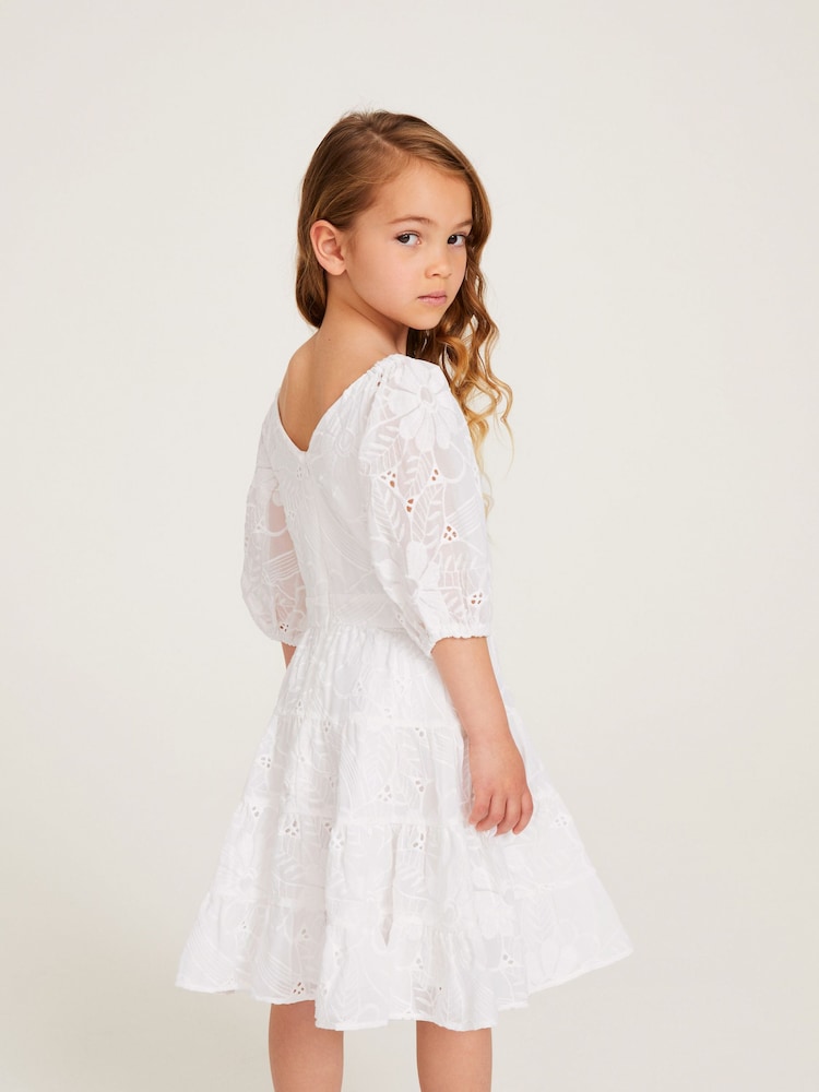 Mint Velvet White Broderie Occasion Dress - Image 2 of 7 Mint Velvet White Broderie Occasion Dress - Image 2 of 7
