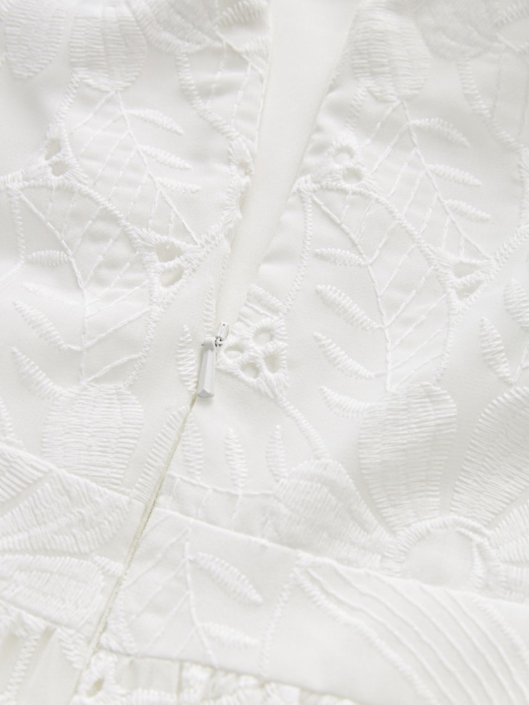 Mint Velvet White Broderie Occasion Dress - Image 7 of 7