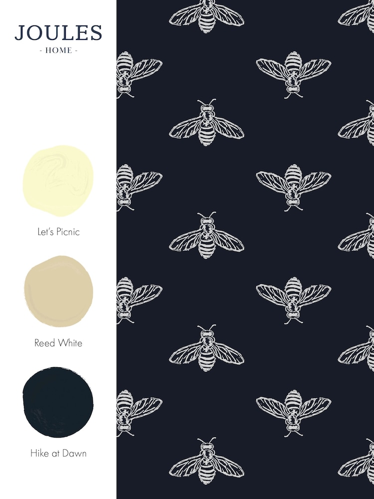 Joules French Navy Block Print Bee 10M Wallpaper - Image 3 of 3