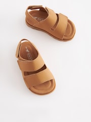Tan Brown Cushioned Double Touch Fastening Strap Sandals - Image 1 of 6